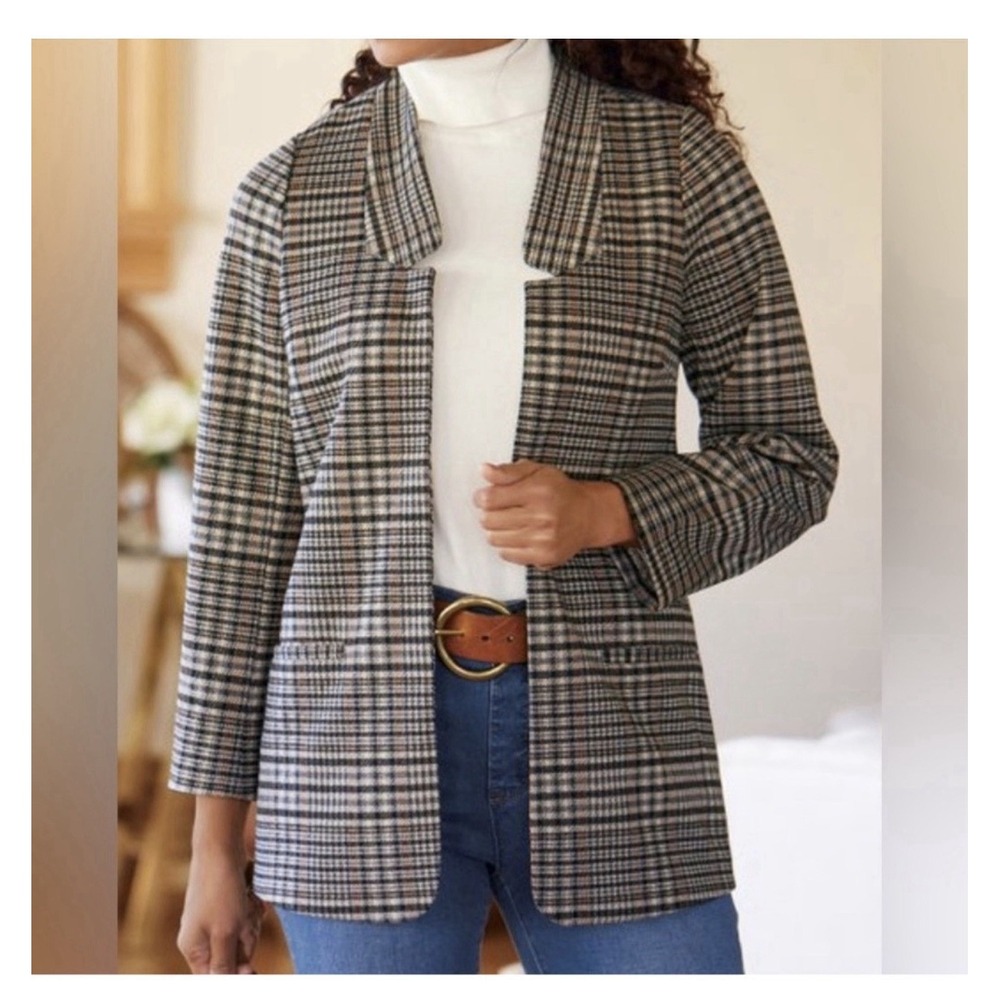 SOFT SURROUNDINGS St. James Blazer Medium Neutral Multicolor Career Casual‎ Knit